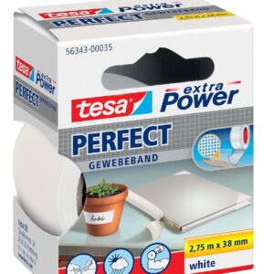 TESA Extra Power parfait Ruban en tissu blanc 2,75 m : 3 8 mm