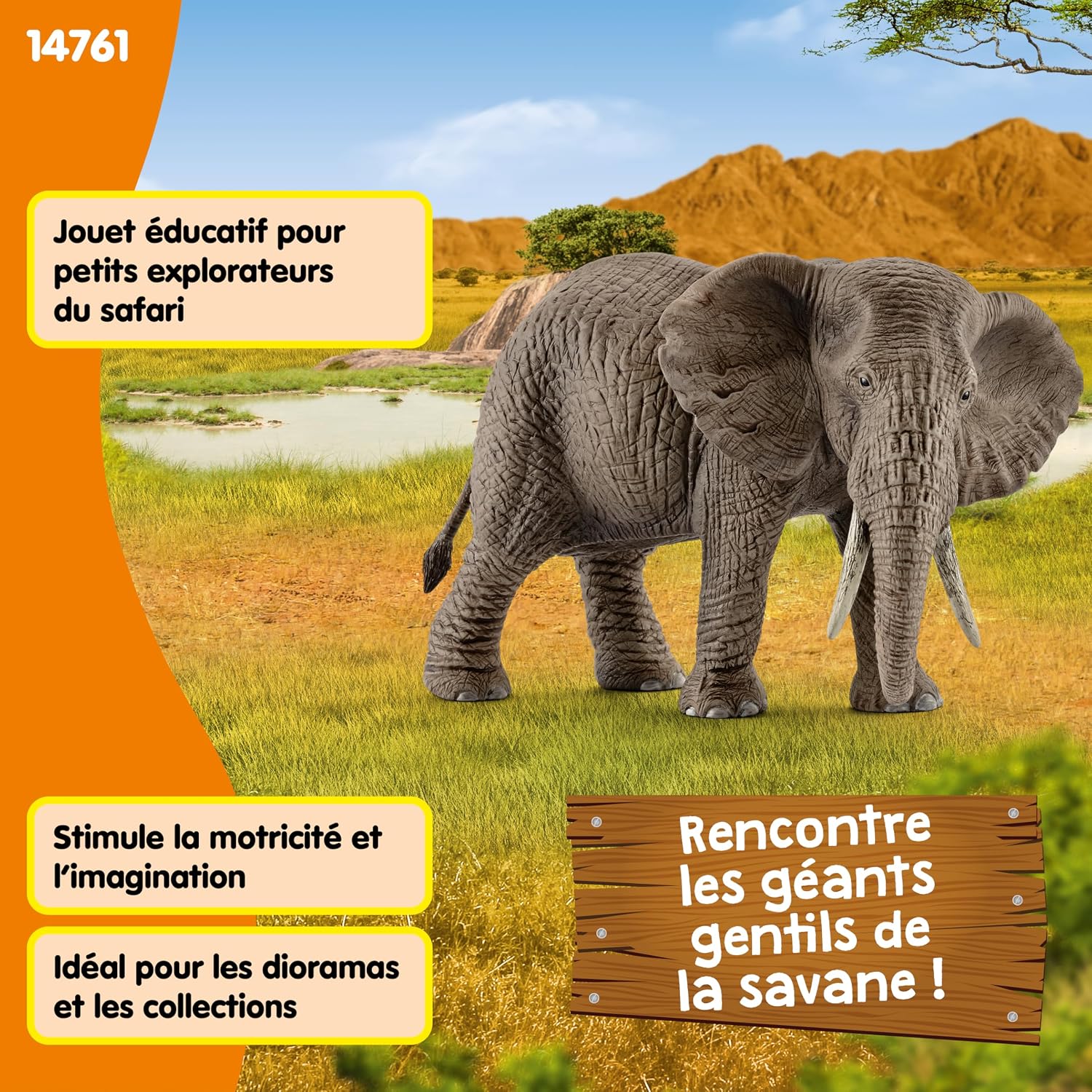 Schleich Wild Life | Éléphante d’Afrique 14761 | Figurine Animale détaillée & Jouet Zoo | Cadeau pour garçons et Filles | déco Anniversaire | Figurine dès 3 Ans | 8 x 15 x 9 cm – Image 5