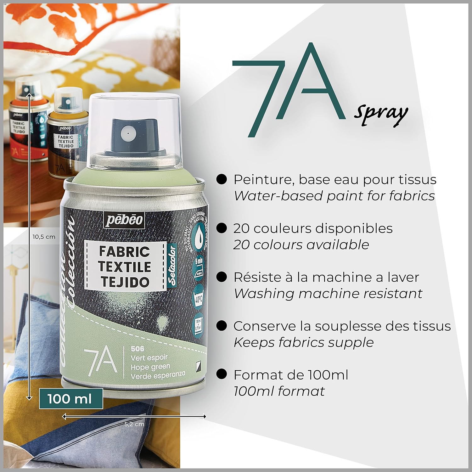 PÉBÉO 7A — Peinture en Spray pour Textiles Noir 100 ml – Image 3