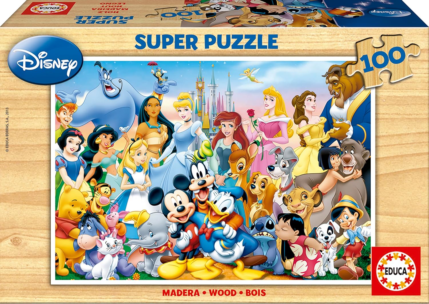 Educa - Puzzle en Bois pour Enfants avec 100 pièces | Puzzle Le Monde Merveilleux de Disney (12002)