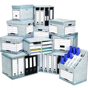 Alternative view of BANKERS BOX Fellowes Boîte d'archives System format folio - Montage automatique Dos de 8cm Bleu/Blanc Lot de 10-0023701