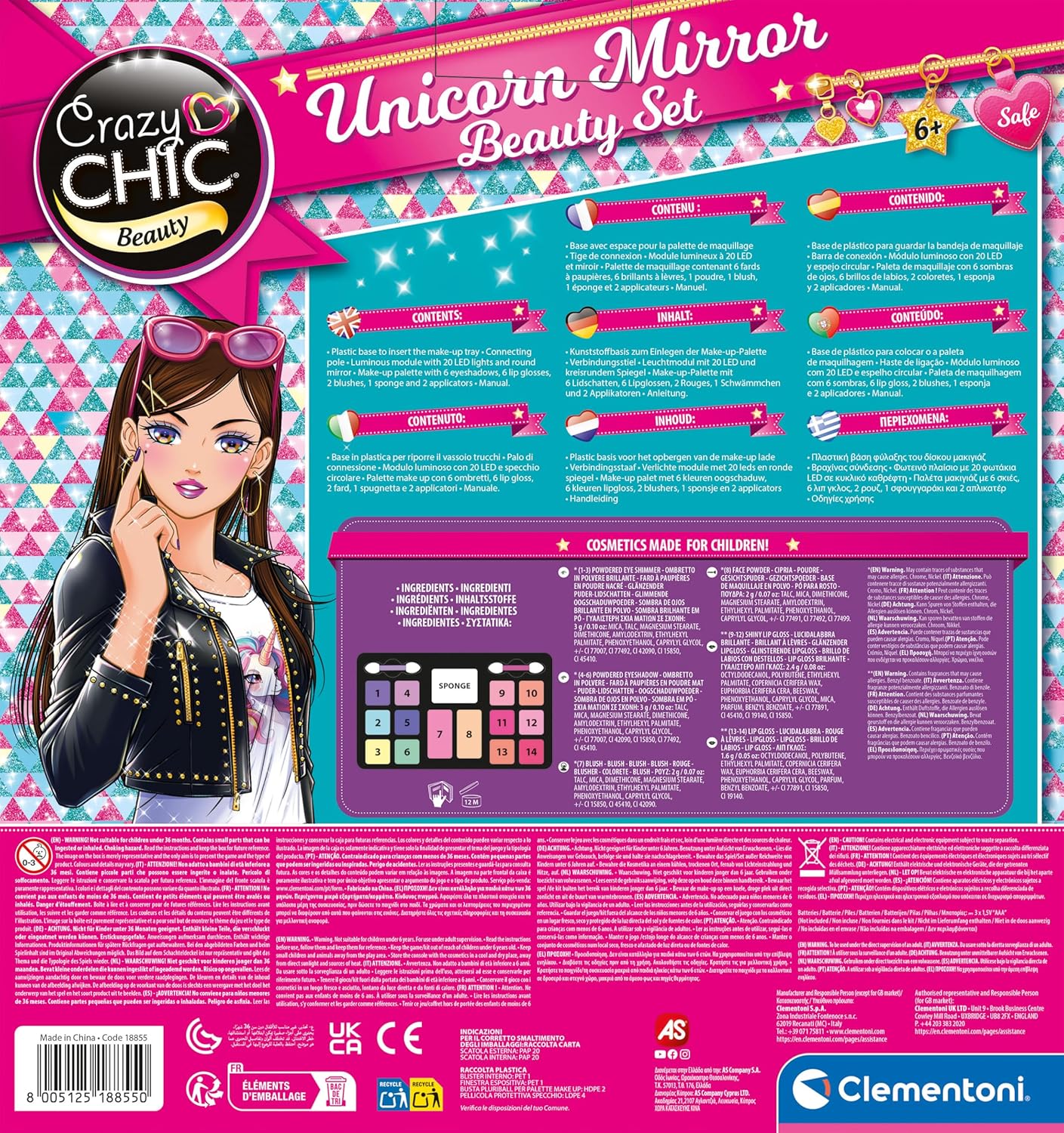 CLEMENTONI Crazy Chic — Miroir de Maquillage Licorne LED – Image 2