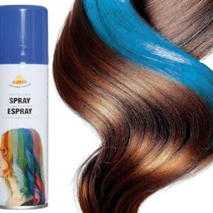 FIESTAS GUIRCA | Spray pour Cheveux Bleu (125ml) - Maquillage en Spray pour Halloween, Anniversaires, Nouvel An et Célébrations - Peinture Capillaire pour Adultes et Enfants - Bleu