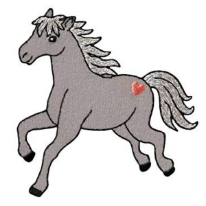 MONOQUICK — Écusson thermocollant cheval avec cœur 7,5 cm