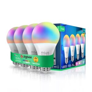 NOUS P3Z — Lot de 4 ampoules intelligentes ZigBee RGB E27