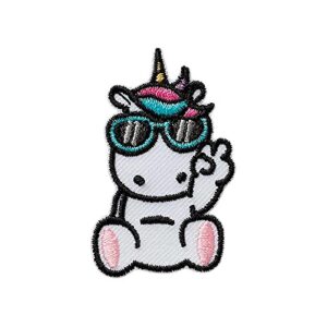 — Écusson thermocollant licorne avec lunettes 2,9 x 4,8 cm