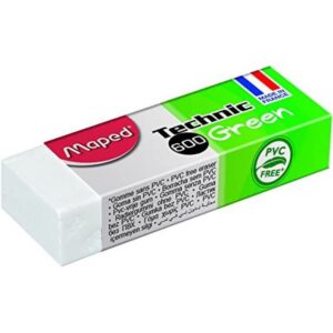 MAPED Technic 600 Green — Gomme en plastique blanche