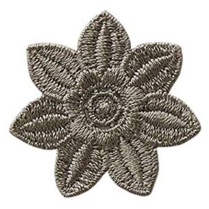 BESTELLMICH Mono-Quick — Écusson thermocollant fleurs gris 3,5 cm