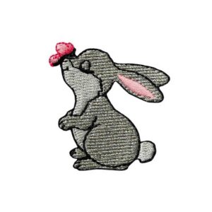 MONO QUICK — Écusson thermocollant lapin avec papillon 4 cm
