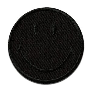 MONO QUICK — Patch thermocollant brodé Smiley noir 5 x 5 cm