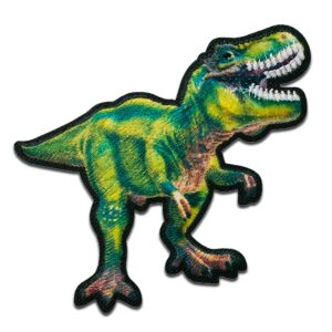 MONO QUICK — Écusson thermocollant T-Rex vert 4,8 x 6,3 cm