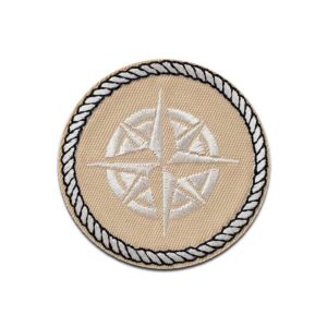 Boussole — Écusson thermocollant beige 5,5 x 5,5 cm