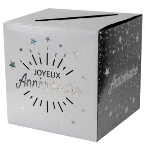 SANTEX — Tirelire Joyeux Anniversaire blanche et argent
