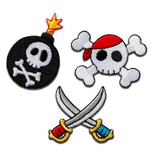 MONO QUICK — Écussons thermocollants pirates 3 pièces