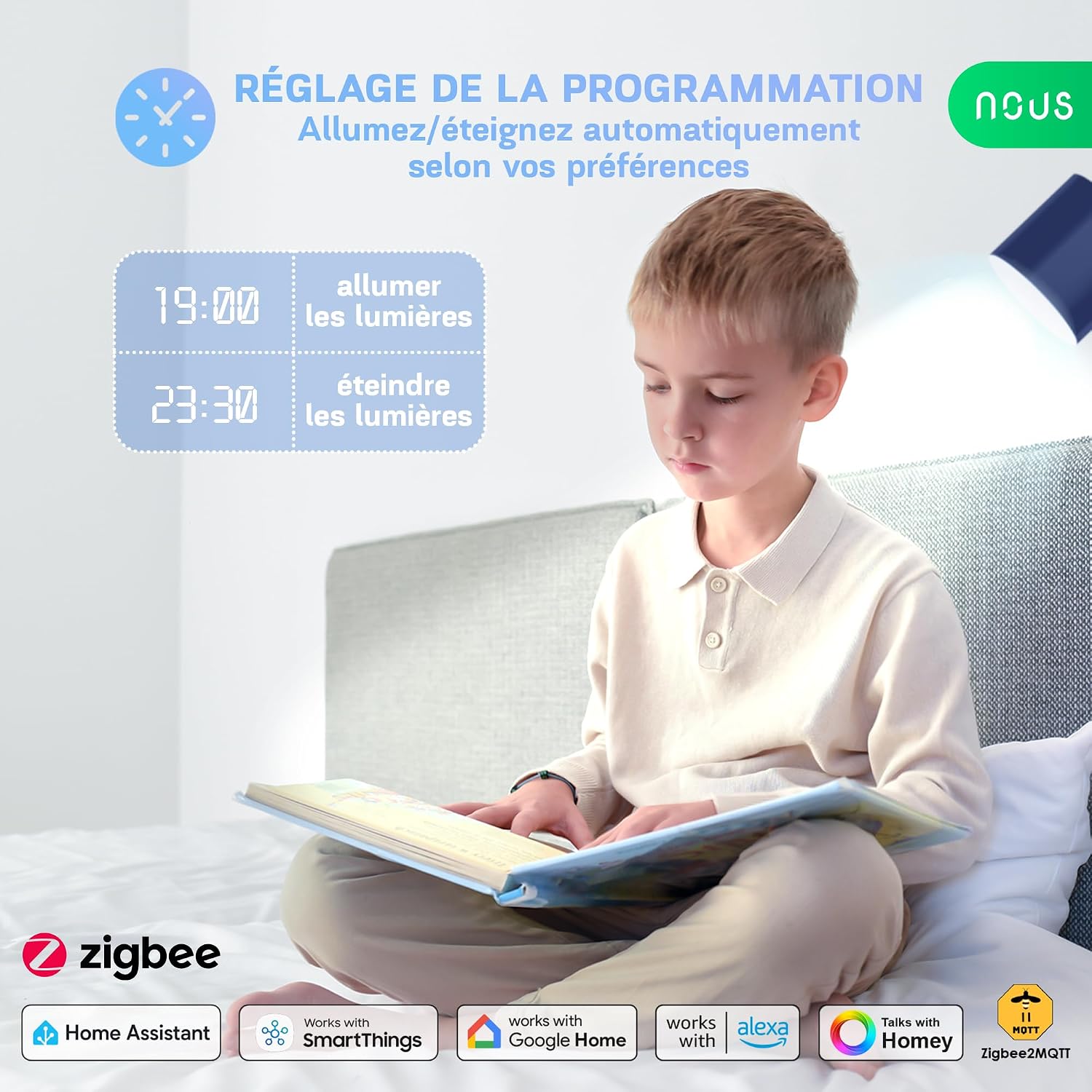 NOUS P3Z — Lot de 4 ampoules intelligentes ZigBee RGB E27 – Image 4