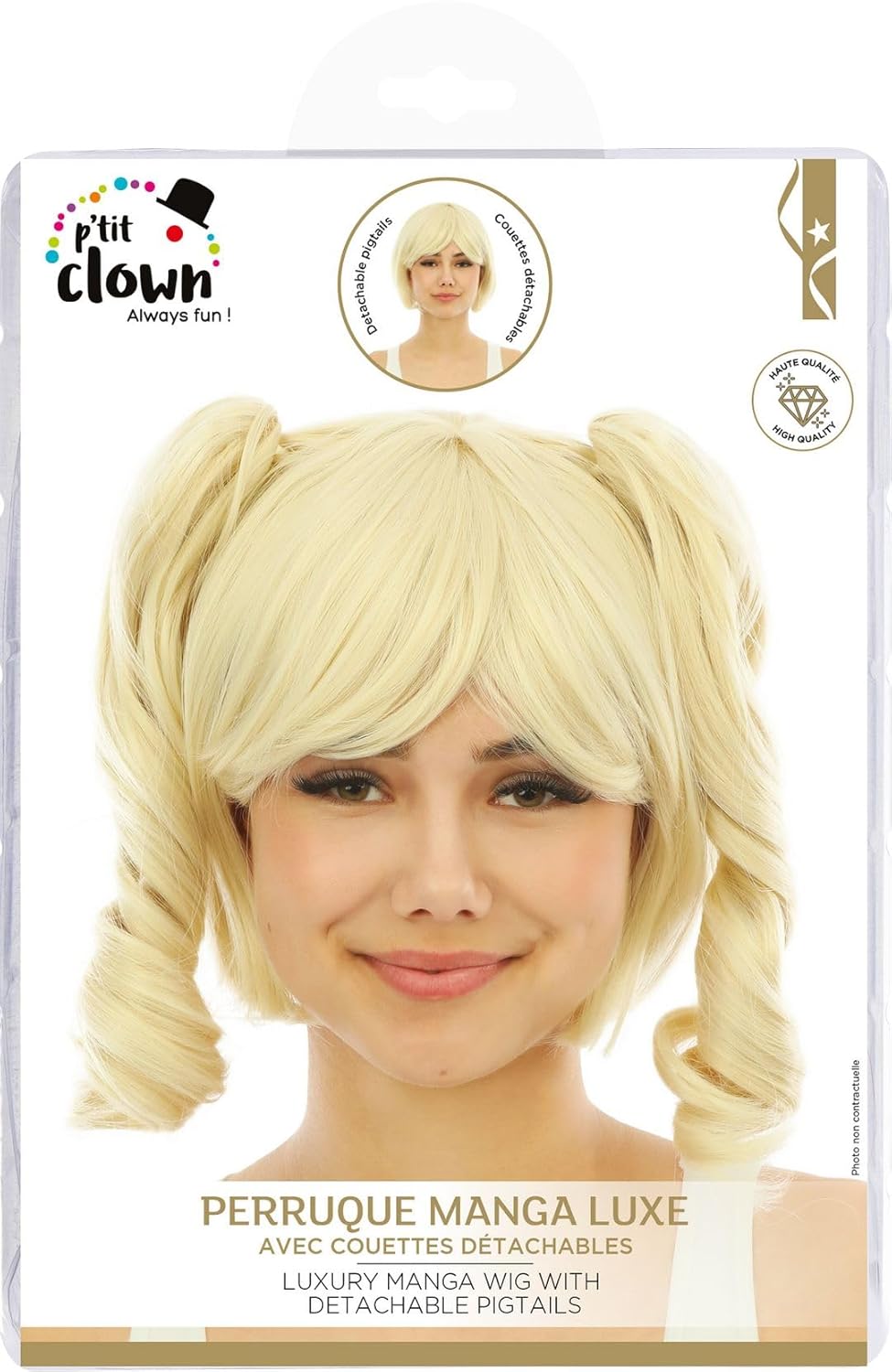 P'TIT CLOWN — Perruque manga femme courte à couettes détachables – Image 4