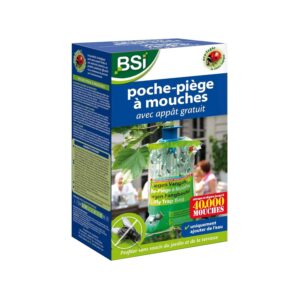 BSI - Poche Piège A Mouches - Avec Appât - Pour Extérieur - Attrape Et Digère Jusqu'à 40 000 Insectes, Plastique vert / bleu