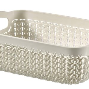 CURVER — Panier de rangement aspect tricot 1,3 L blanc cassé