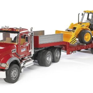 BRUDER 02813 — Camion MACK Granite avec remorque et tractopelle
