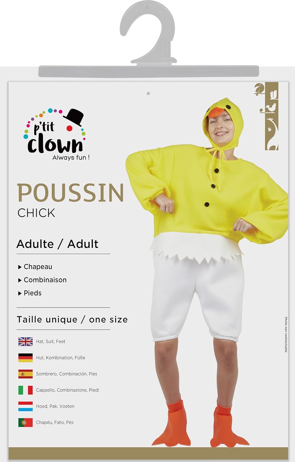 P'TIT CLOWN — Déguisement adulte poussin taille unique jaune – Image 4