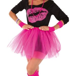 P'TIT CLOWN — Set de déguisement années 80 tutu rose fluo