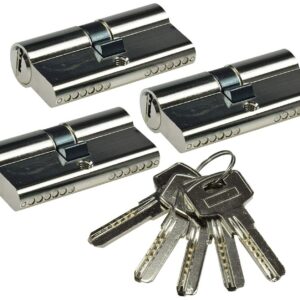 Jeu de 3 cylindres de serrure — 60 mm (30+30 mm), 5 clés