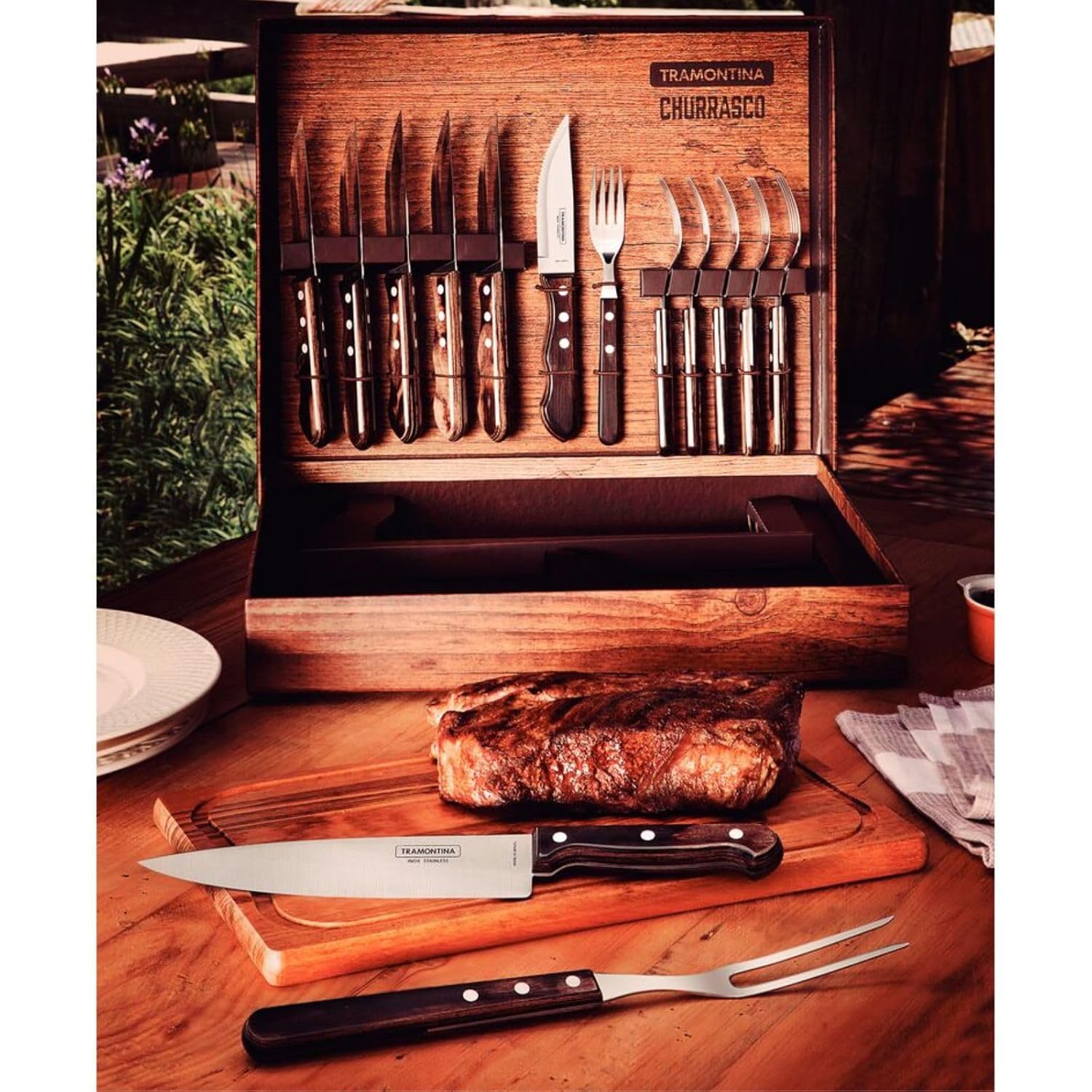 TRAMONTINA Churrasco — Set barbecue 15 pièces avec planche – Image 5