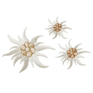 MQ EDELWEISS — Lot de 3 écussons thermocollants blancs