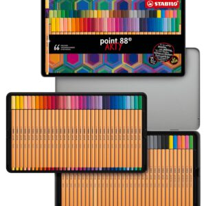 STABILO Point 88 — Boîte métal de 66 feutres fins