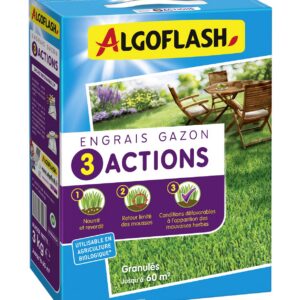 ALGOFLASH — Engrais gazon 3 actions 3 kg jusqu’à 60 m²