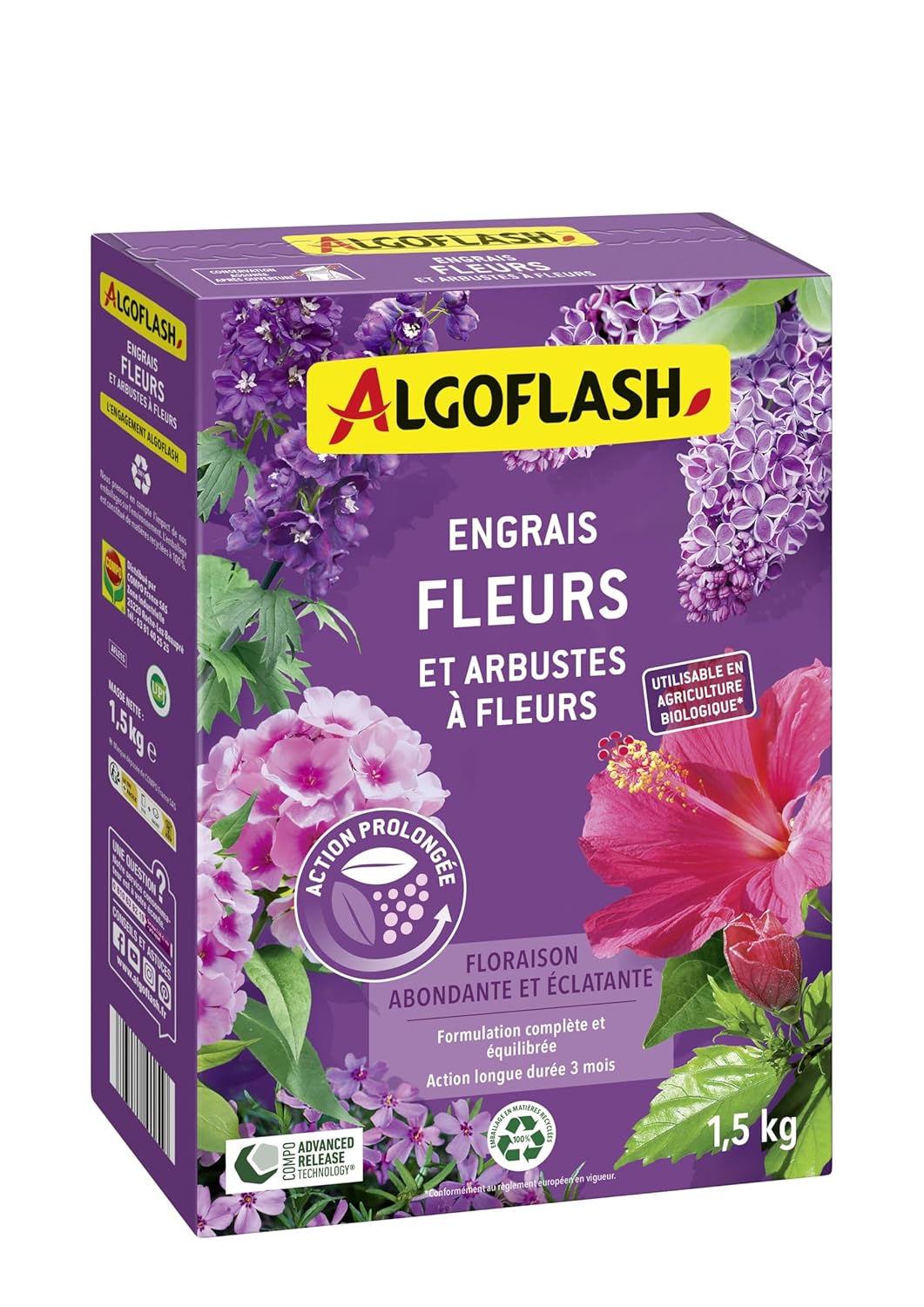 ALGOFLASH — Engrais fleurs et arbustes à fleurs 1,5 kg
