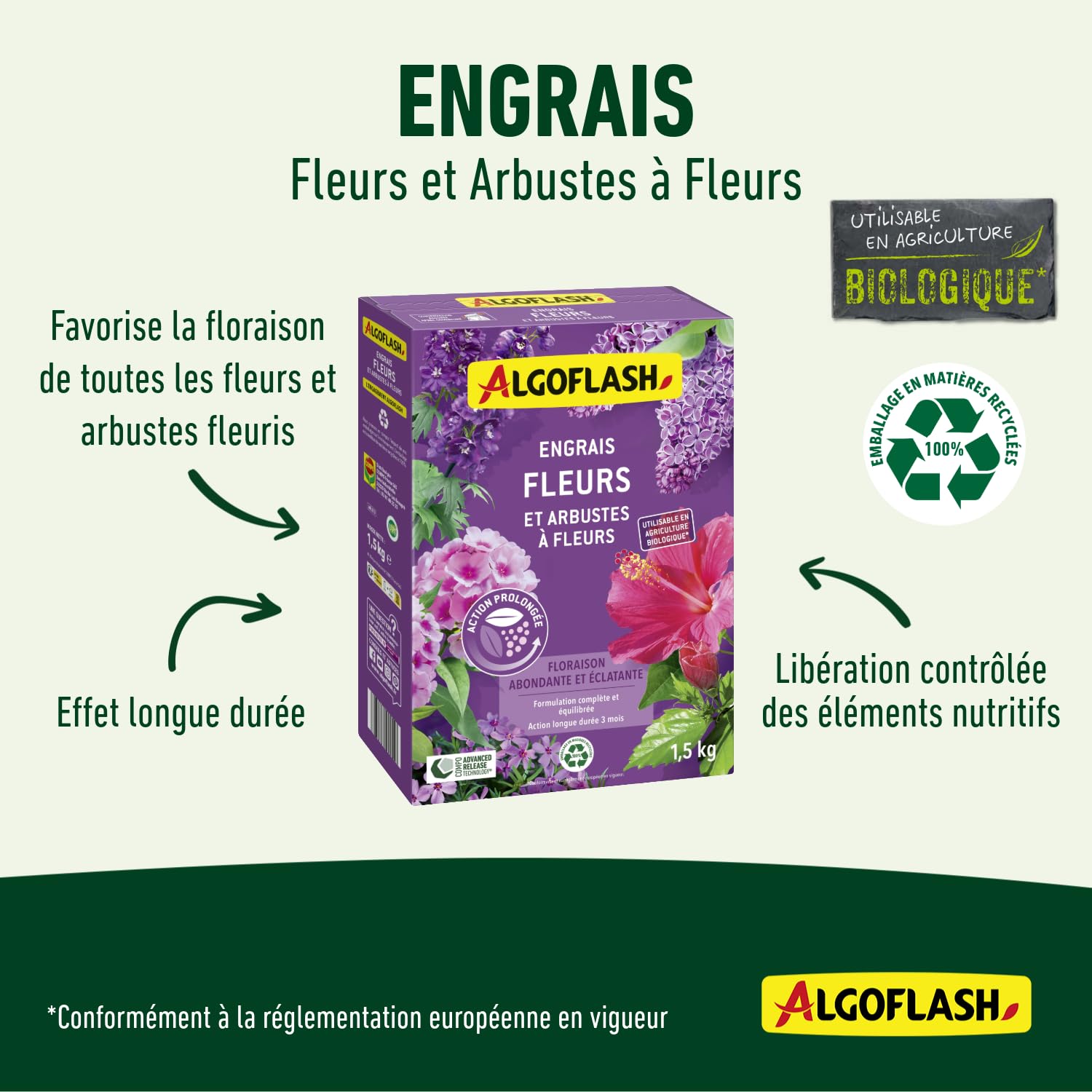 ALGOFLASH — Engrais fleurs et arbustes à fleurs 1,5 kg – Image 2