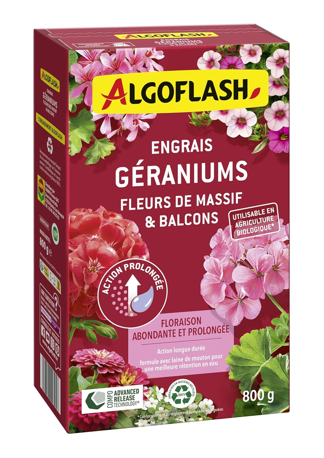 ALGOFLASH — Engrais géraniums et fleurs de balcons 800 g