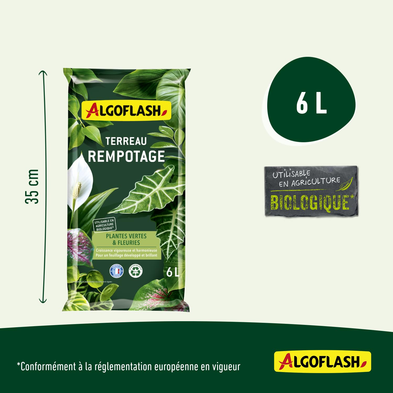 ALGOFLASH — Terreau rempotage plantes vertes et fleuries 6 L – Image 3