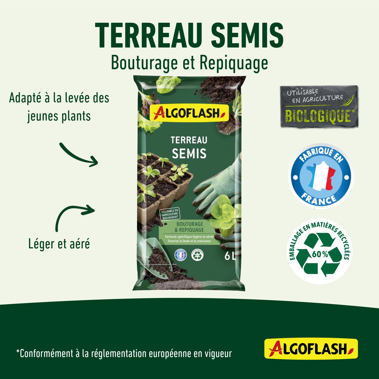 ALGOFLASH — Terreau semis, bouturage et repiquage 6 L – Image 2