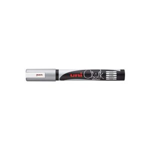 Faber-Castell uni-ball 186211 - Marqueur fenêtre & craie UNI CHALK PWE-5M, 1,8 - 2,5 mm, pointe ogive, argenté