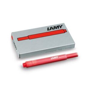 Cartouches d'encre LAMY T10 à grande capacité - compatibles avec tous les modèles de stylos plume Lamy - Contenance: 1,25 ml par cartouche - 5 pièces par paquet - Couleur de l'encre: rouge