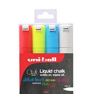 Uni-Ball - PWE8K - Lot de 4 Marqueur craie - Pointe large - Assortiment de couleurs (Import Royaume Uni)