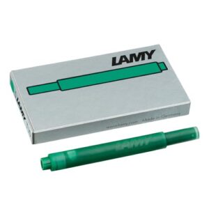 Cartouches d'encre LAMY T10 à grande capacité - compatibles avec tous les modèles de stylos plume Lamy - Contenance: 1,25 ml par cartouche - 5 pièces par paquet - Couleur de l'encre: vert