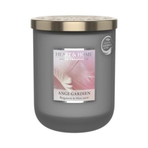 HEART & HOME - Bougie parfumée à base de cire naturelle de soja pour la maison - Grande jarre Ange gardien - Durée de combustion 75h - Cadeau, décoration et parfum pour la maison - pot en verre