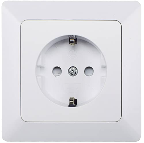 MILOS Prise de courant encastrée 250 V/16 A avec cadre Protection de contact accrue Blanc