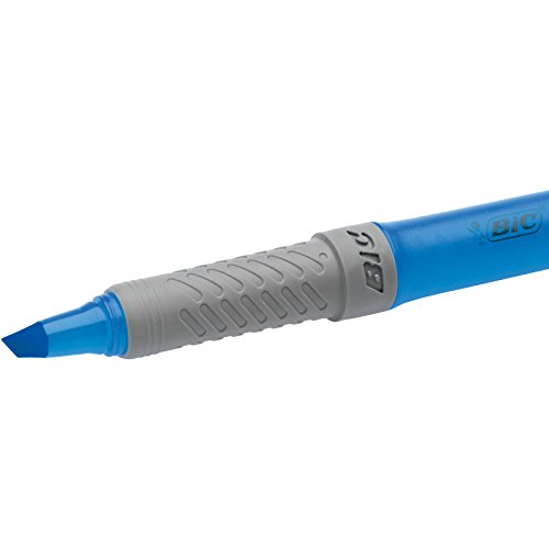 BIC Highlighter Grip Surligneurs Pointe Biseautée - Couleurs Fluo Assorties, Etui Plastique de 5 – Image 2