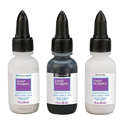 Polyform Sculpey Liquid Basics 3/pkg-Clear, Black, White, Claire – Image 2