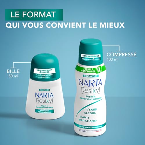Narta - Resixyl - Déodorant Bille Femme Détranspirant - Traitement Transpiration Excessive - Efficacité 4 jours - 3 x 50ml – Image 5