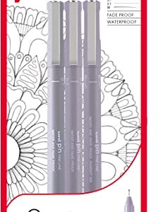 uni-ball PIN Lot de 3 stylos à pointe fine gris résistant à l'eau et à la décoloration, idéal pour les architectes, les croquis, le scrapbooking, le dessin, l'art, le dessin technique, la qualité