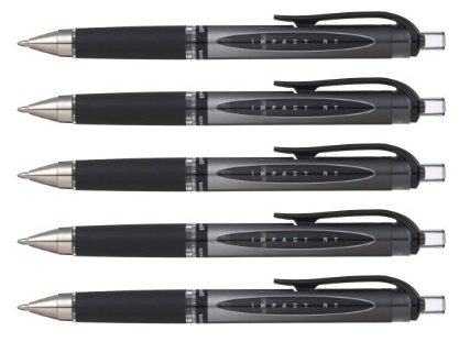 Faber-Castell Uniball Lot de 5 stylos gel Impact RT UMN 15210S N, noirs