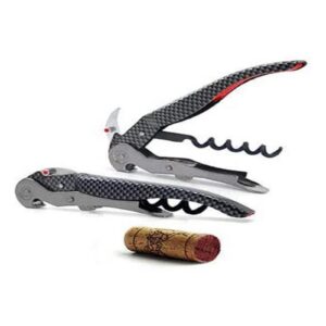 Pulltex ClickCut Monza Tire-bouchon à double levier rétractable à ouverture avec une seule main Finition extérieure Carbone Effect