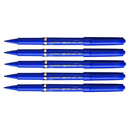 UNI-BALL Lot de 5 Feutres d'écriture Sign Pen MYT7 pointe moyenne 0,7mm bleu