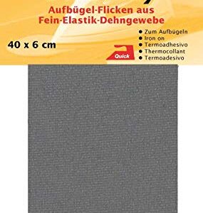 Kleiber 40 x 6 cm Ruban élastique thermocollant réparation vêtements, Gris