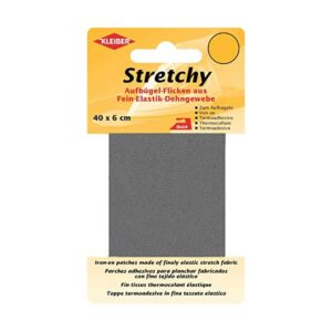 Kleiber 40 x 6 cm Ruban élastique thermocollant réparation vêtements, Gris